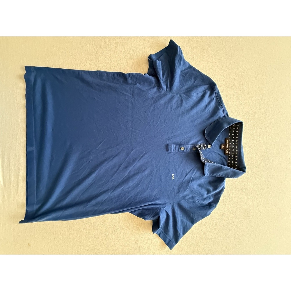 Michael Kors Men's Blue Collar Polo Short Sleeve Shirt Size Large